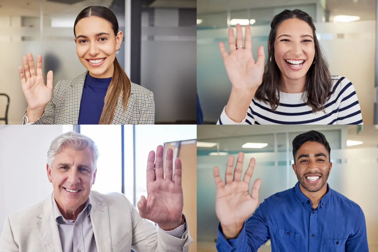 Community members waving